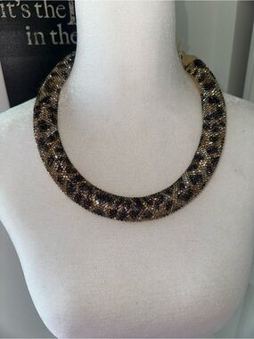 Forever 21 Black and Gold Sparkle Collar Choker Necklace